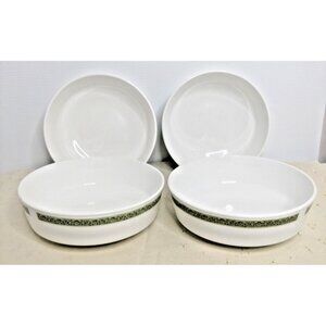 4 Centura Lynnwood 5-5/8" Cereal Soup Bowls Corning Pyroceram Green Floral Band